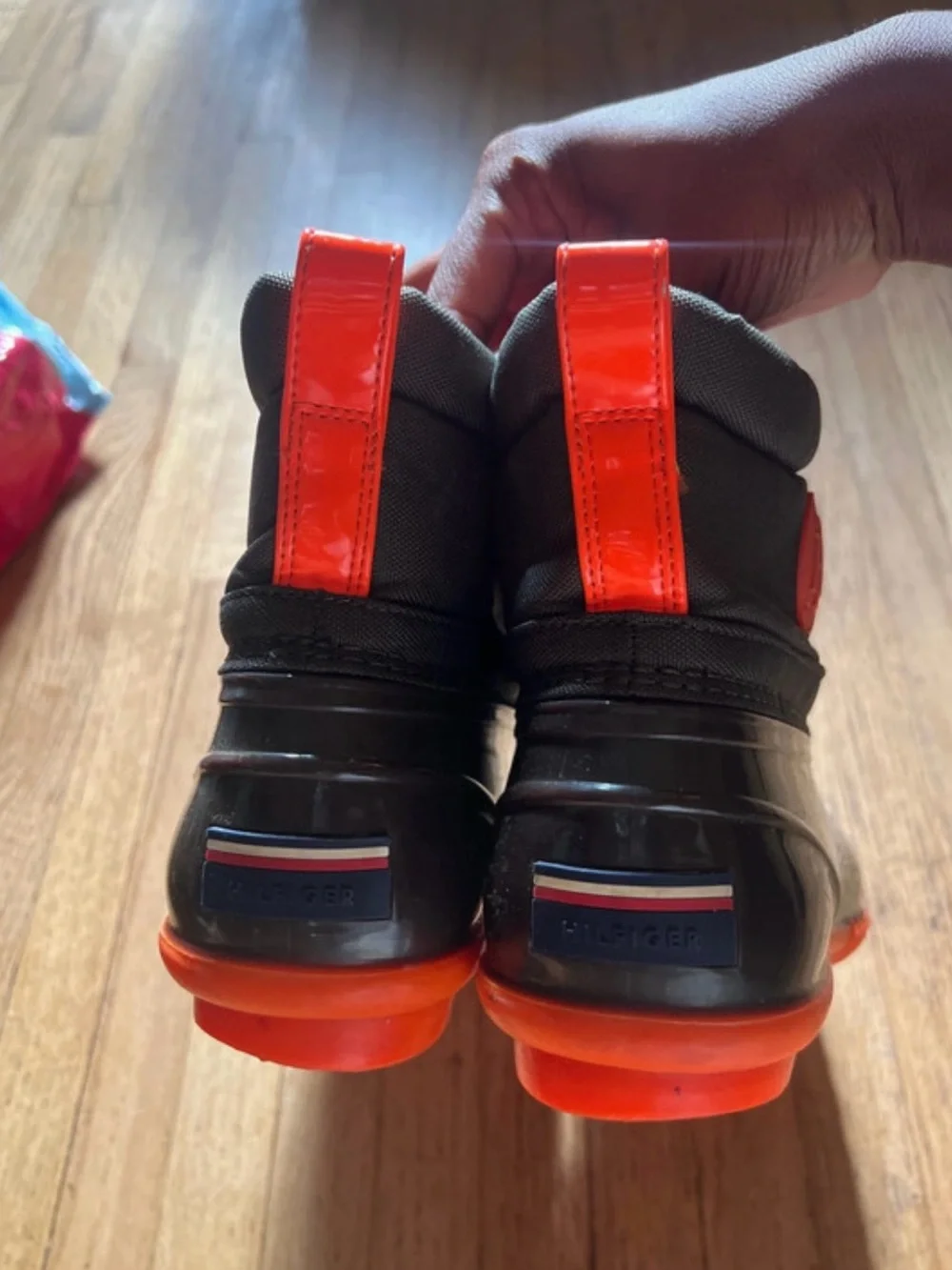 Tommy Hilfiger Black and Orange Hunter Style Ankle Boots